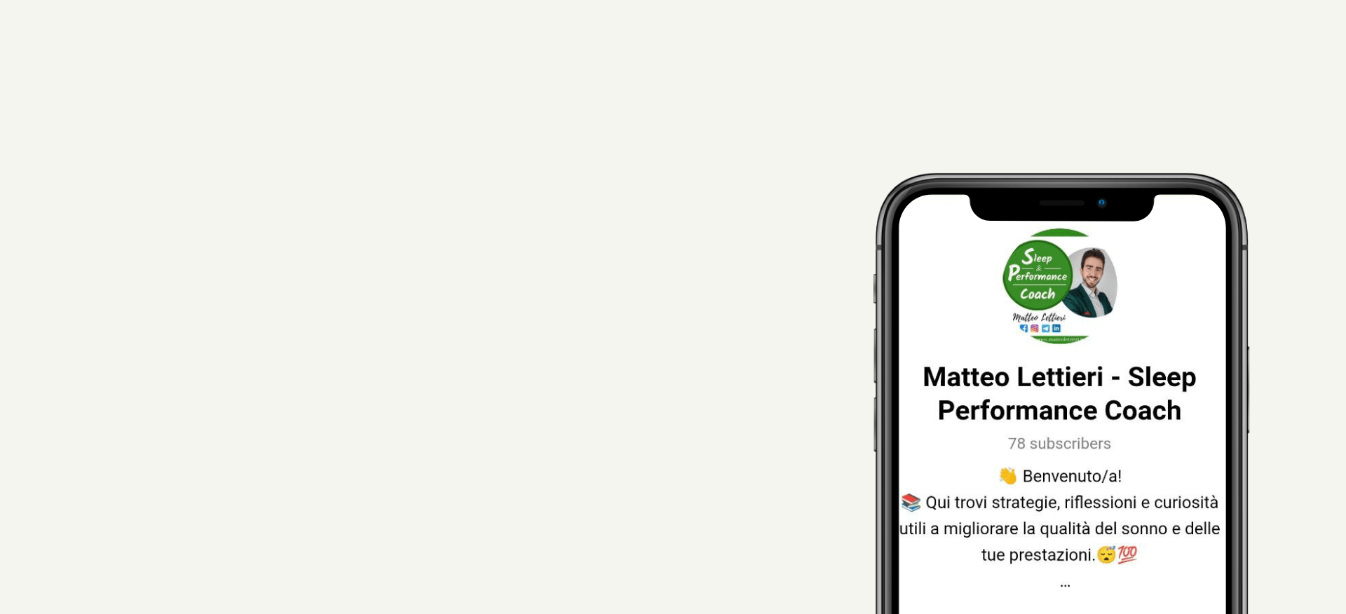 Unisciti al Canale Telegram Matteo Lettieri Sleep Performance Coach per trovare strategie, riflessioni e curiosità utili a migliorare la qualità del sonno, del risveglio mattutino e delle tue prestazioni.