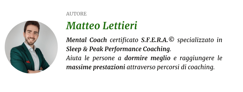Matteo Lettieri Mental Coach certificato SFERA specializzato in Sleep e Peak Performance Coaching